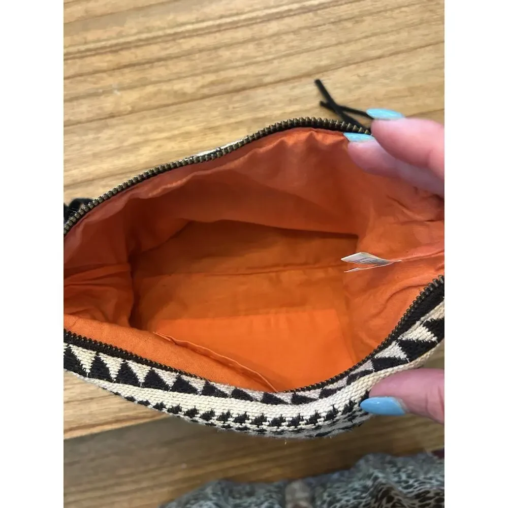 American Eagle Outfitters Southwestern Print Black Suede Wristlet Festival Purse